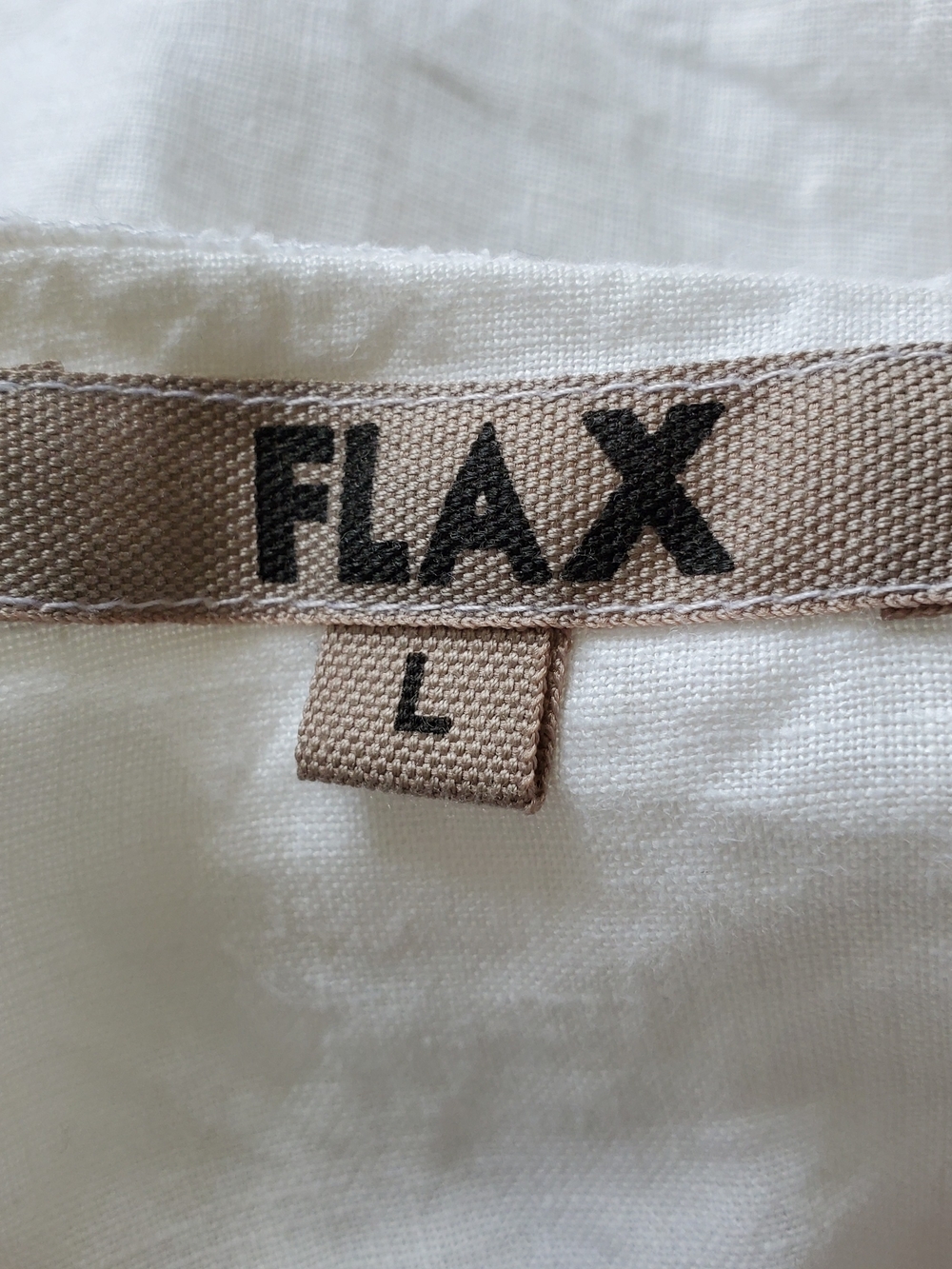 Flax White Linen Sleeveless Ruffled Neck Tunic. Size Large - Picture 4 of 5